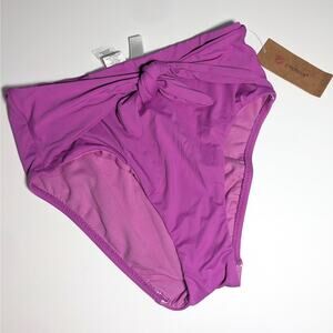 NWT Daniel Cremieux Tie Front High Waist Bikini Bottoms Orchid Women's Size XS